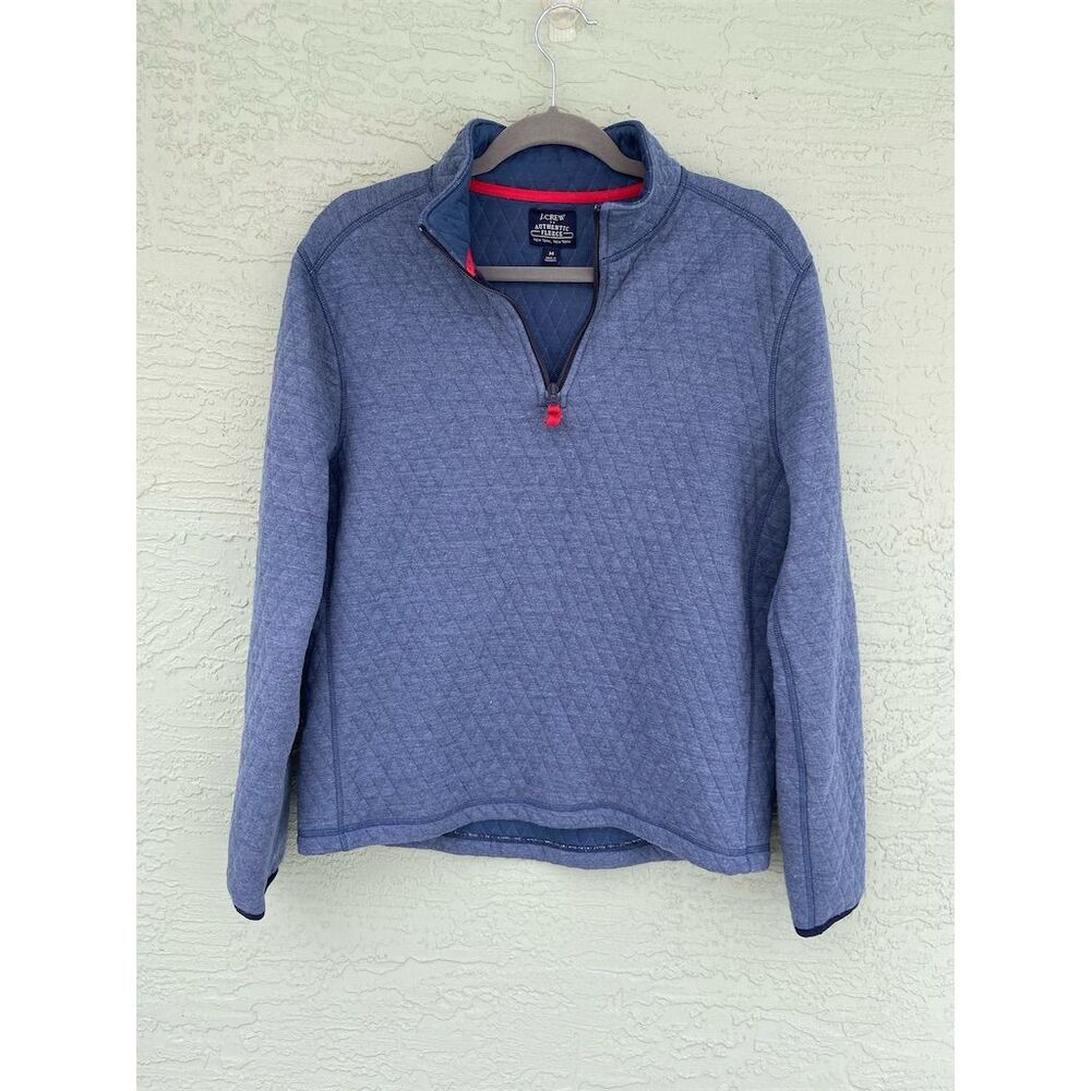 J.Crew Men's Blue Quilted Diamond Half-Zip Pullover Sweater Standard Size M